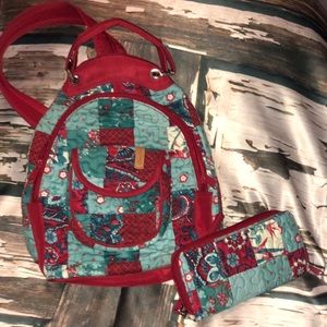 Very cute Donna Sharp backpack & wallet